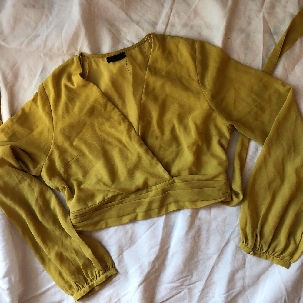 Miss Avenue Mustard Crop Top & Pant Set sz L